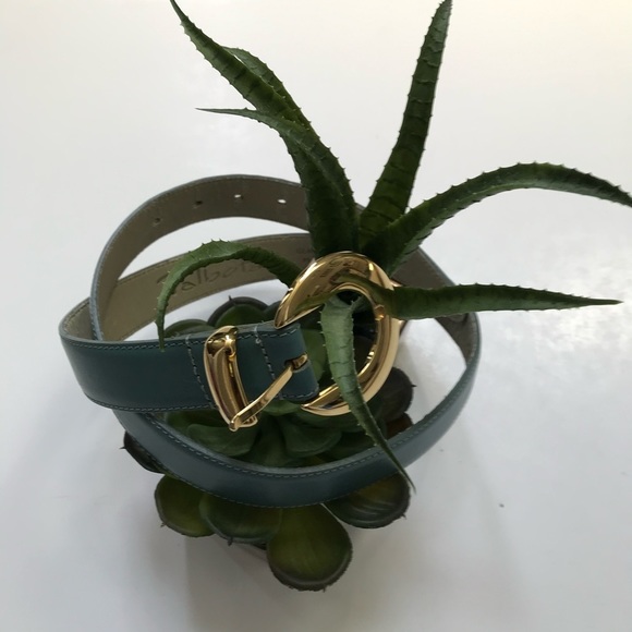 Talbots Accessories - TALBOTS Light Blue Leather Belt w/Goldtone Buckle